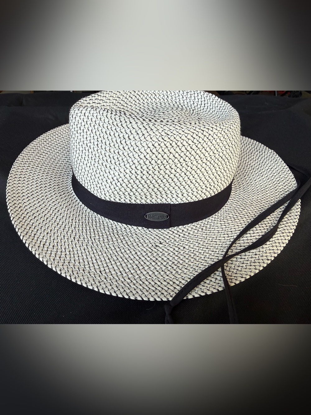 Wallaroo Charlie Wide Brim Fedora Sun Hat Packable Ivory Black Boho Resort Vacay